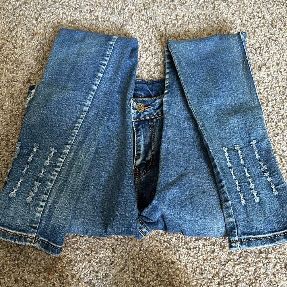 Blue Skinny Jeans with Flag Patch Knee Detail - Picture 5 of 8